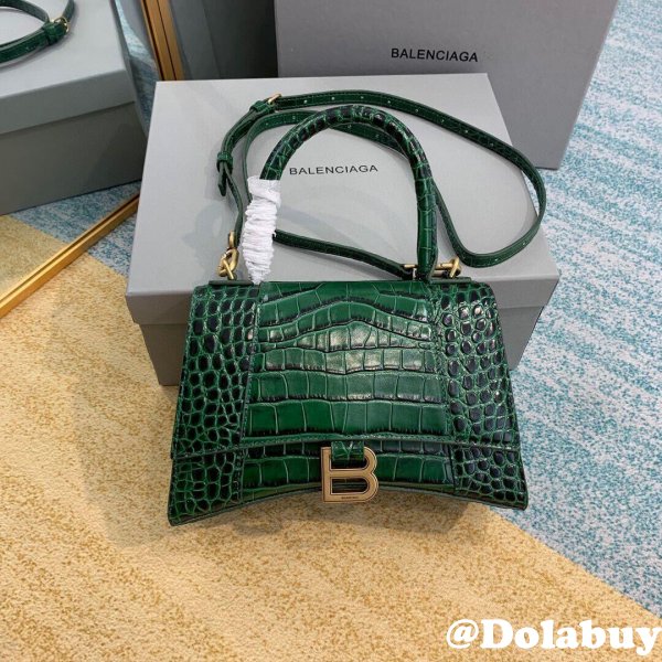 High Quality Balenciaga Hourglass croc-effect leather tote