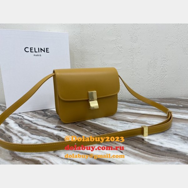 Celine Leather Teen Classic Bag in Yellow