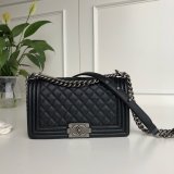 AAA+ CC Le Boy  Luxury Replica Black Bags Caviar 25cm