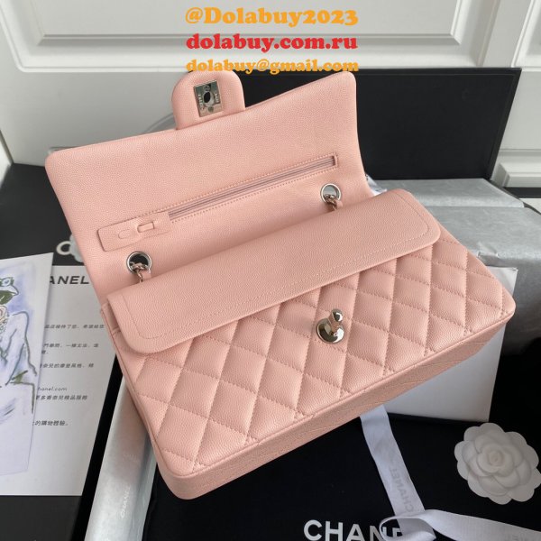 CC Best 25.5CM Classic Flap Bag Caviar Leather A01112 Pink