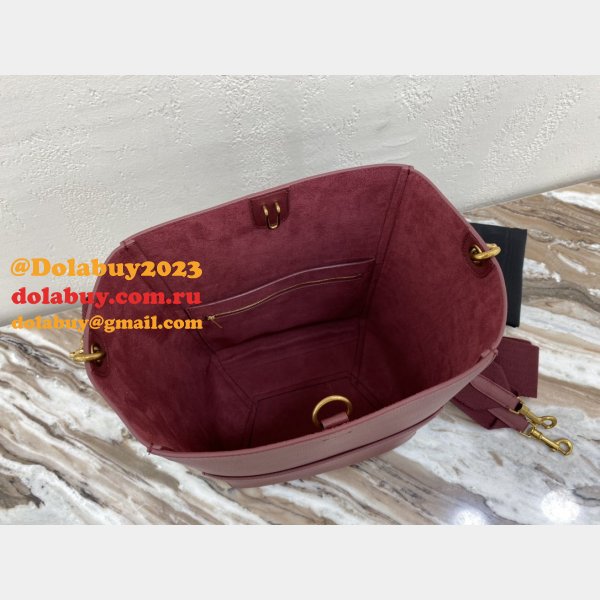 Women's Sangle bucket Replica Celine bag Wine red grained calfskin