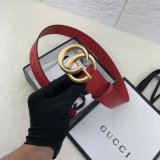 AAA+ Gucci Replica Leather Belt With Double G Red Buckle