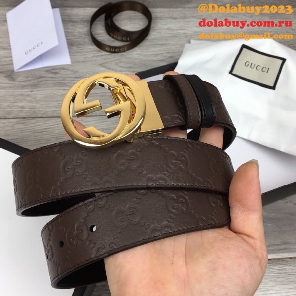 Fake Gucci 37MM Double G leather Replica belt