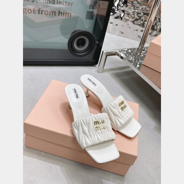 Perfect Luxury Replica Miu Miu high heel slippers Shoes