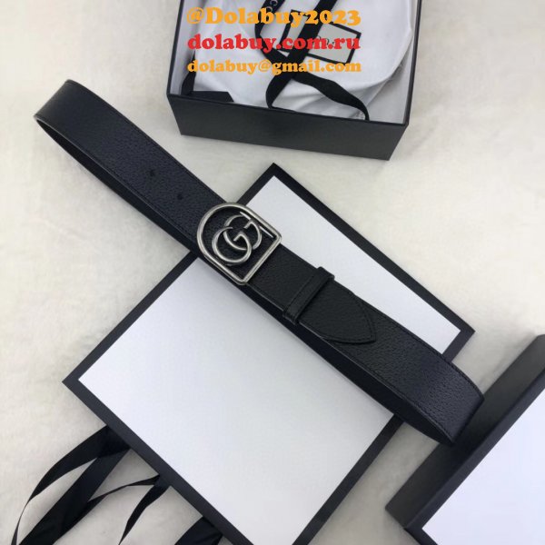 Top Quality Gucci Double G leather Replica belt black