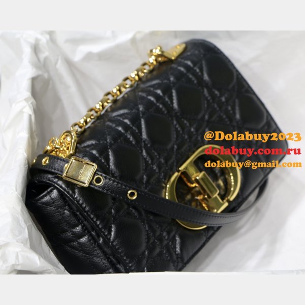 Wholesale Dior Caro 20cm Bag Black Supple Cannage Calfskin