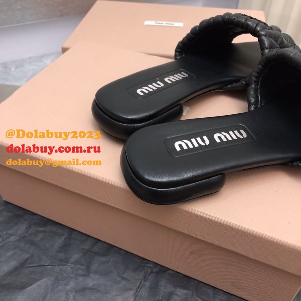 Wholesale Top Quality Miu Miu Copy Flat Sandals and Slippers Shoes