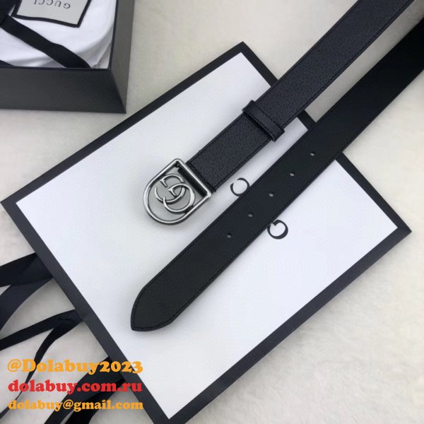 Top Quality Gucci Double G leather Replica belt black