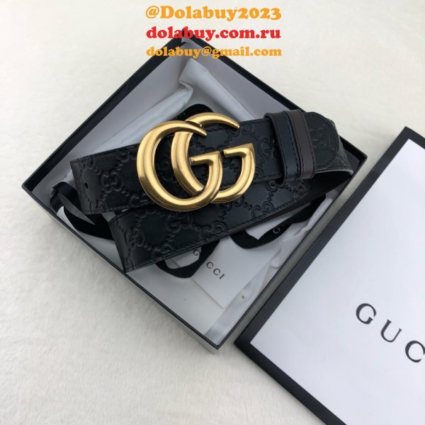 Gucci Belt With Double G Buckle 38mm-2 Black Fake