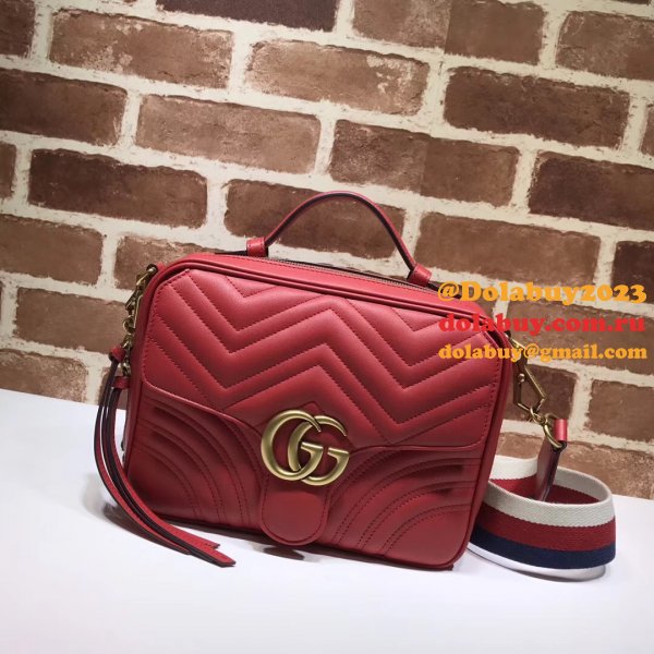 Top Quality Gucci Replica 498100 Leather GG Marmont Small Shoulder Bag