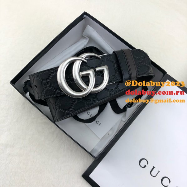 Gucci Belt With Double G Buckle 38mm-2 Black Fake