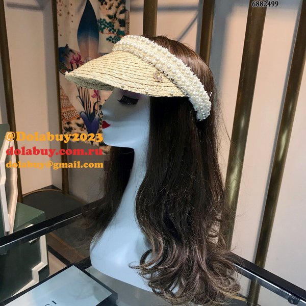 Best Christian Dior Natural raffia splicing sun Empty top hat