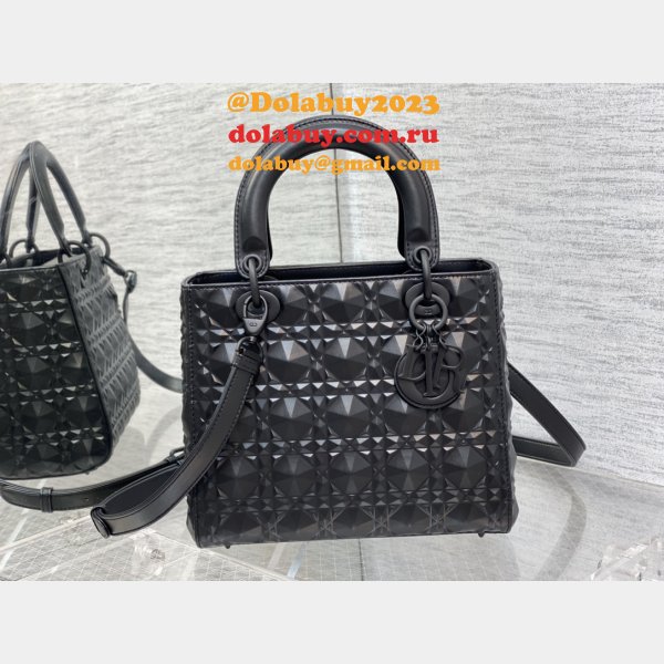 Christian Lady Dior 24cm AAA+ Replica Top Quality Black Bag