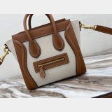 Brown/White Celine Micro Luggage Tote Bag Replica