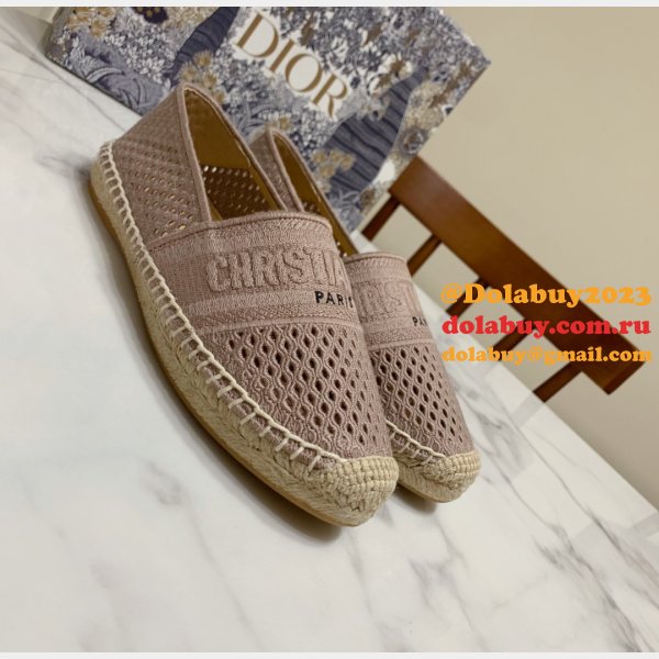 Perfect Dior Replica Openwork Embroidery Fisherman Shoes