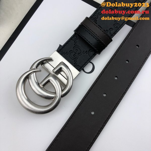 Gucci Belt With Double G Buckle 38mm-2 Black Fake