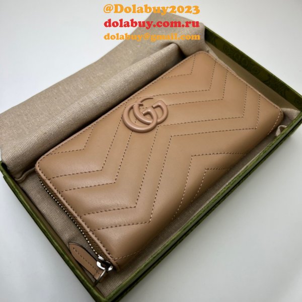 Gucci GG Marmont Top Quality Matelasse 443123 zip around wallet