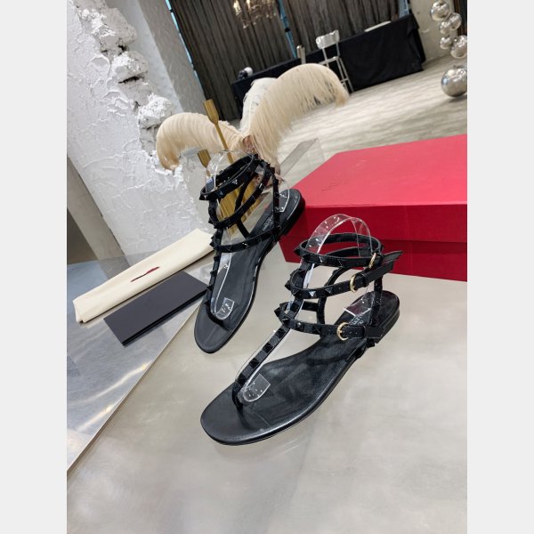 Valentino 1:1 Mirror ROCKSTUD METALLIC FLAT FLIP-FLOP SANDAL