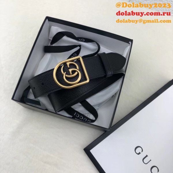 Top Quality Gucci Double G leather Replica belt black