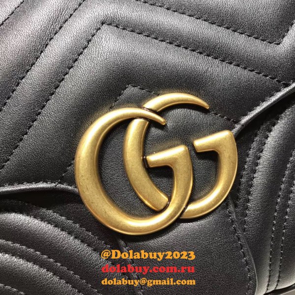 Top Quality Gucci Replica 498100 Leather GG Marmont Small Shoulder Bag