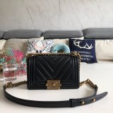 Luxury CC V Le Boy Replica 7 Star Black Bags lambskin 20cm