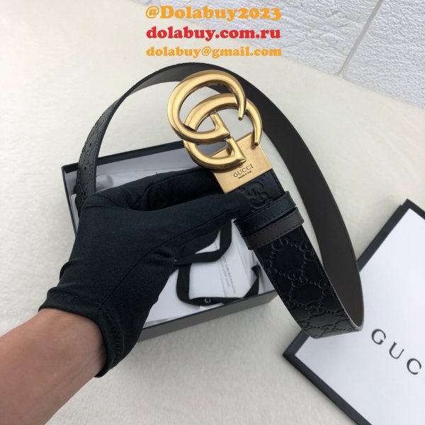 Gucci Belt With Double G Buckle 38mm-2 Black Fake