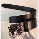 Gucci Replica Leather belt with tiger buckle black