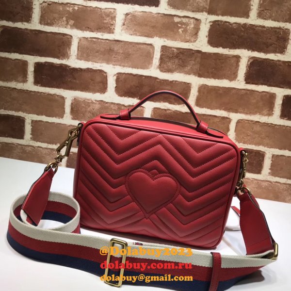 Top Quality Gucci Replica 498100 Leather GG Marmont Small Shoulder Bag